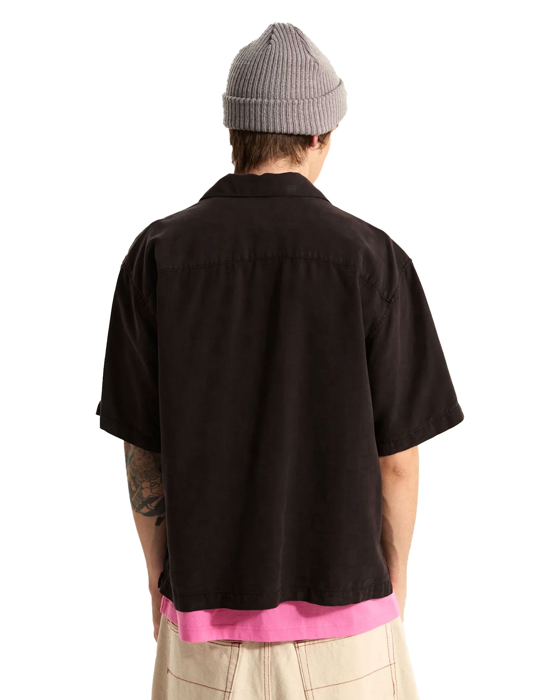 Vans Van Doren Tencel Check Camp SS Shirt Men's Black