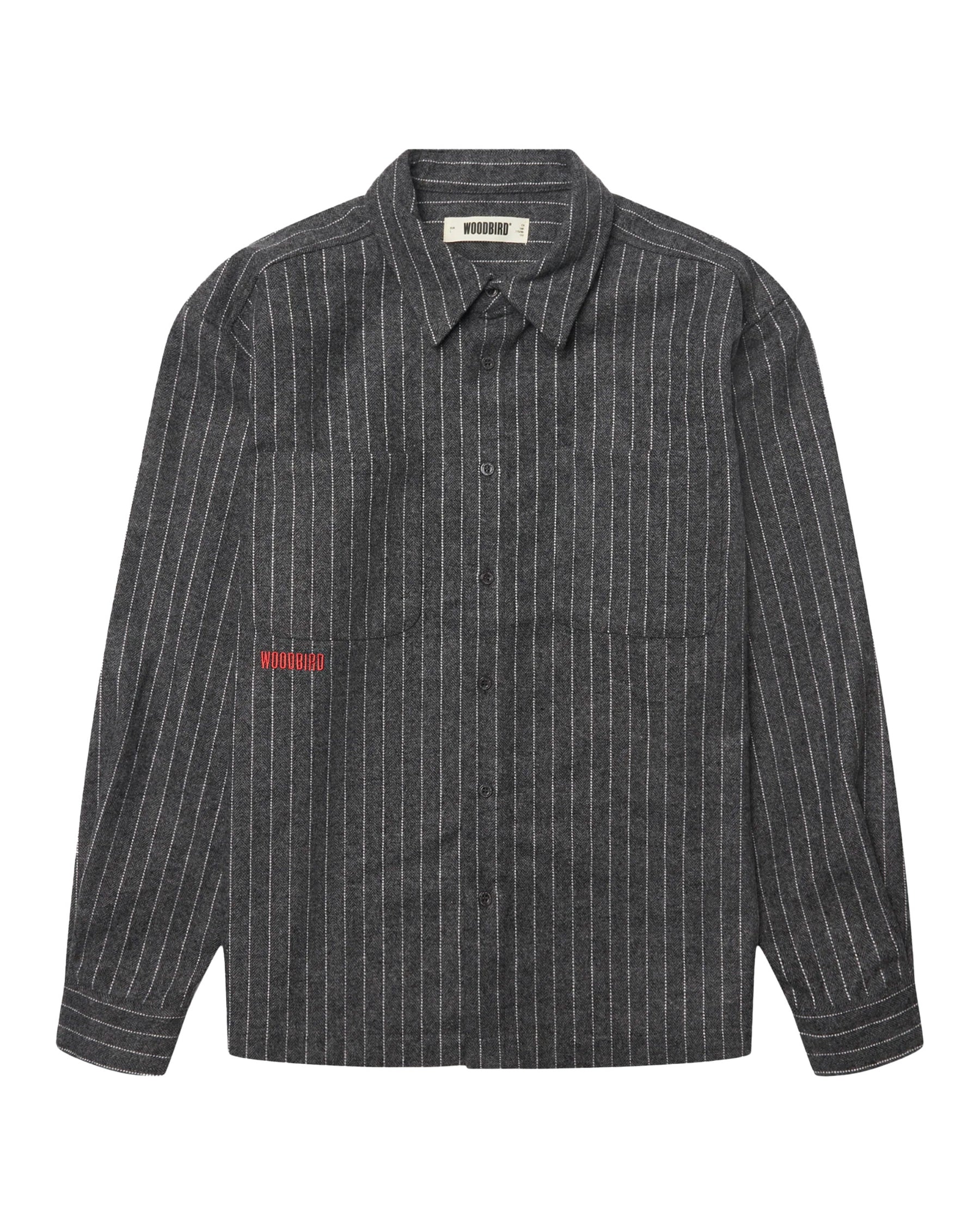 Camicia Uomo Woodbird WBBuzo Herringbone Shirt Dark Grey
