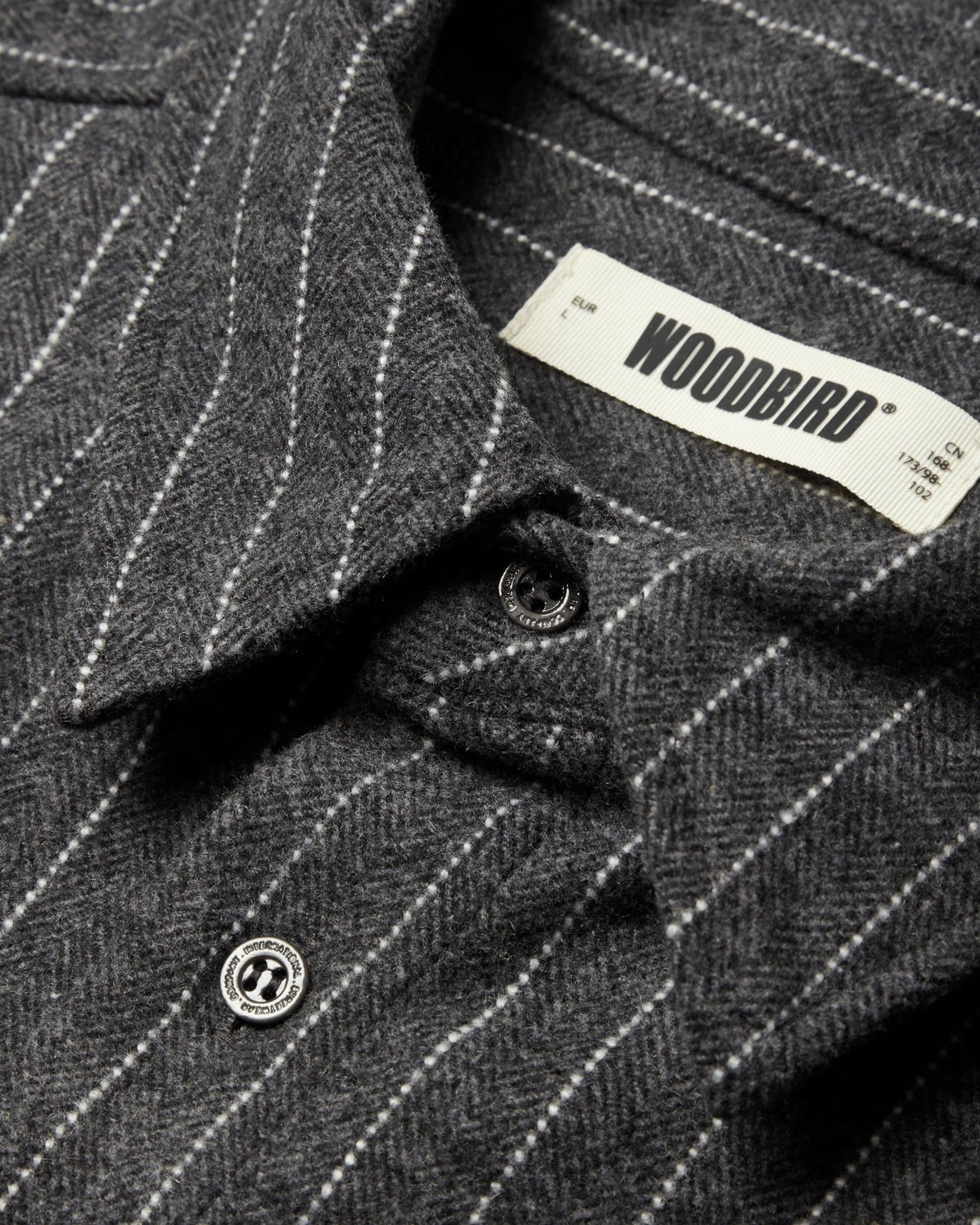 Camicia Uomo Woodbird WBBuzo Herringbone Shirt Dark Grey