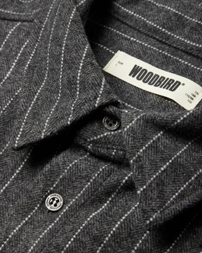 Camicia Uomo Woodbird WBBuzo Herringbone Shirt Dark Grey