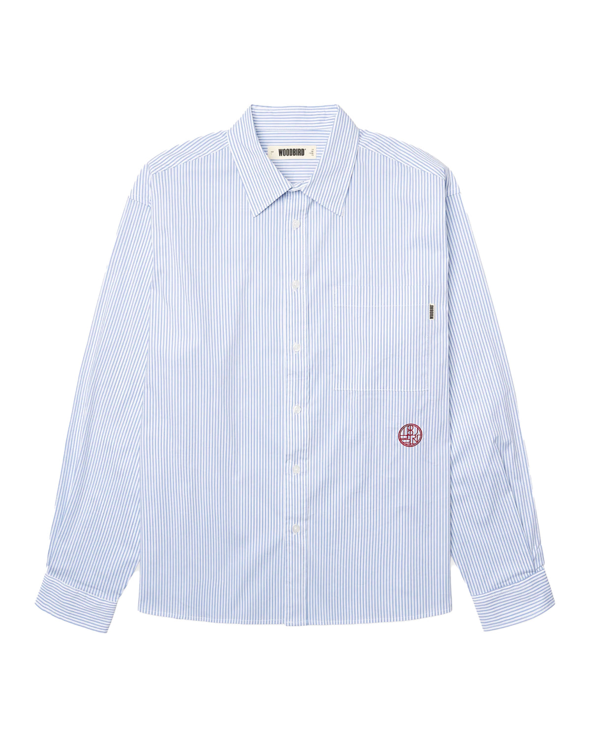 Camicia Uomo Woodbird WBBuzo Stripe EMB Shirt Bianco Blu