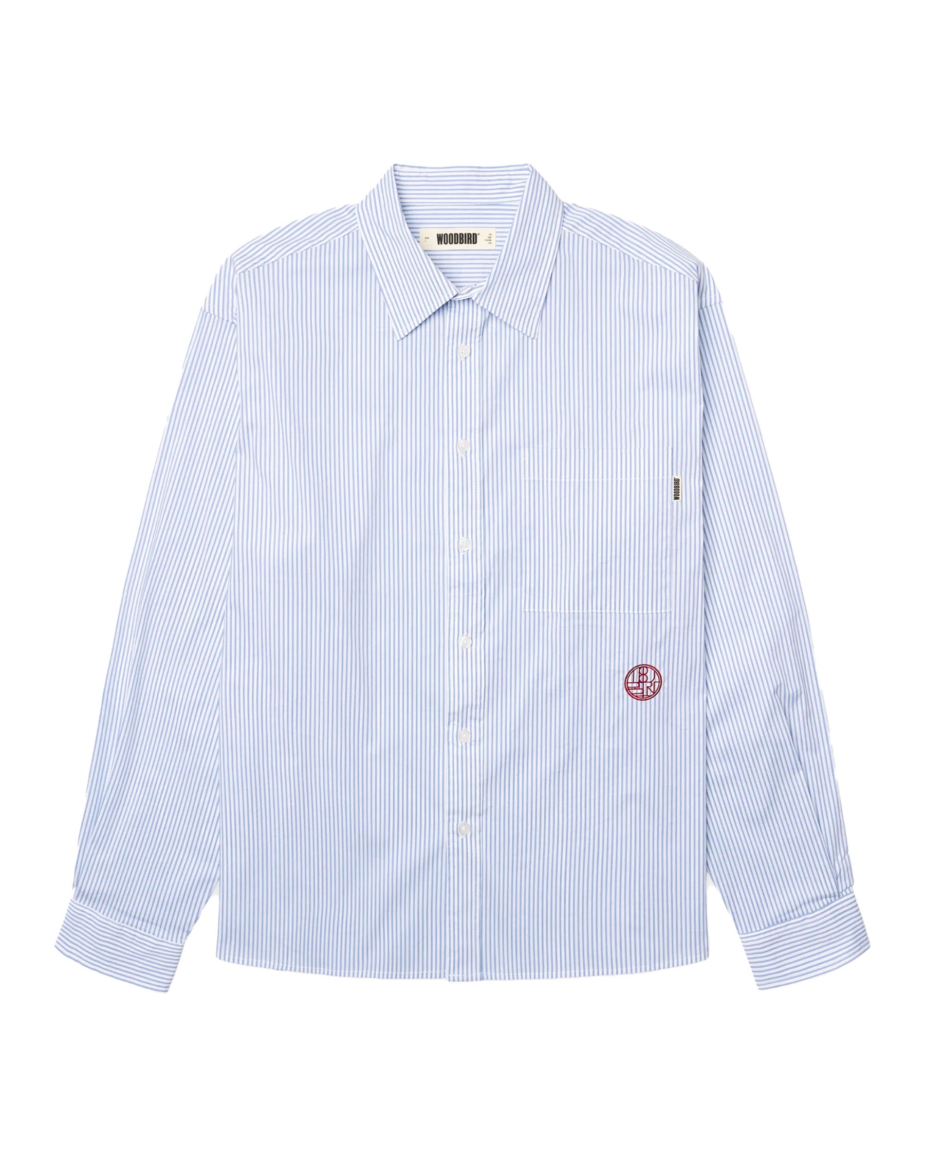 Camicia Uomo Woodbird WBBuzo Stripe EMB Shirt Bianco Blu