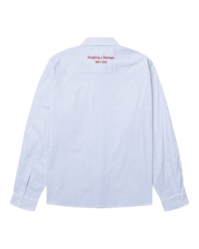 Camicia Uomo Woodbird WBBuzo Stripe EMB Shirt Bianco Blu