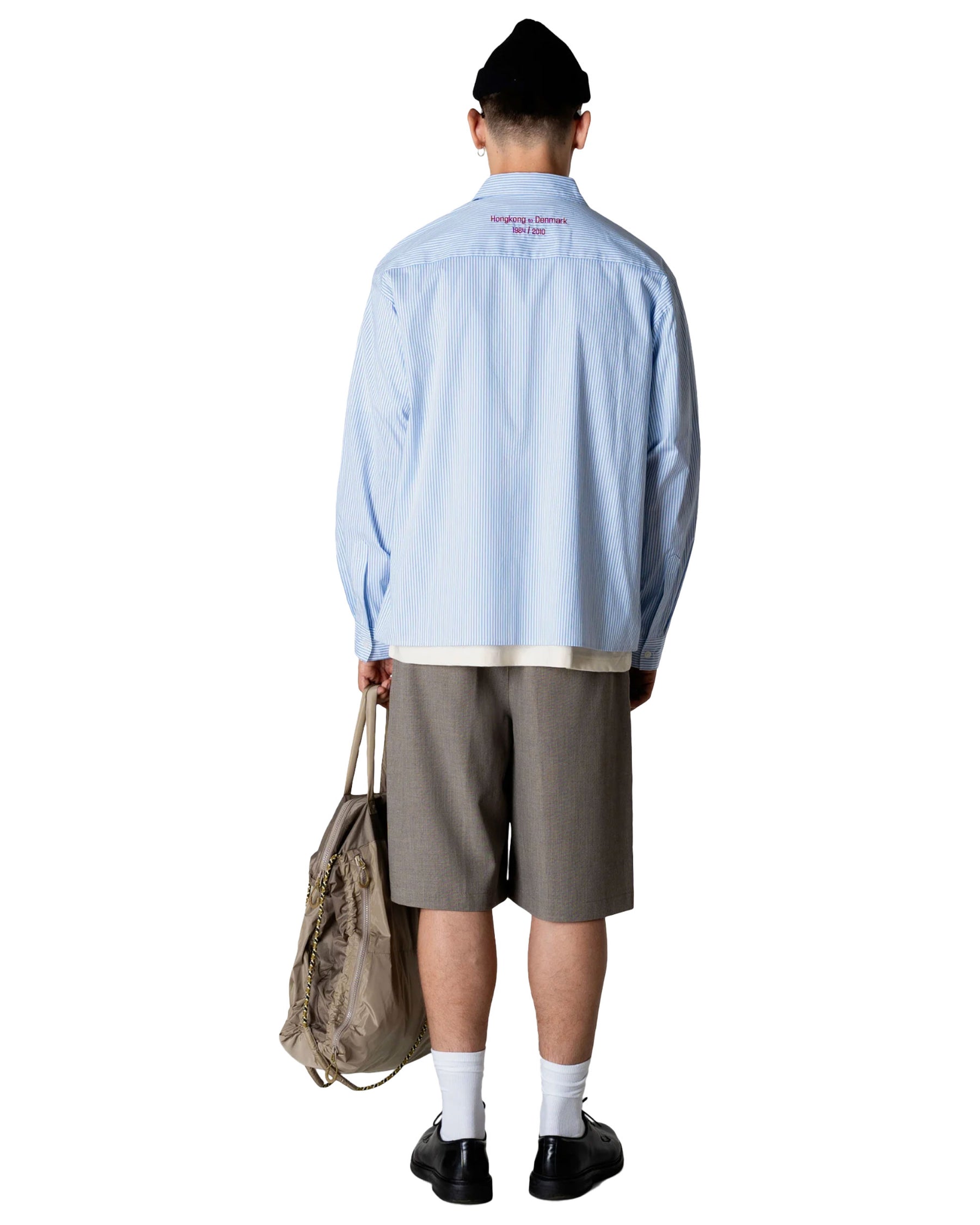 Camicia Uomo Woodbird WBBuzo Stripe EMB Shirt Bianco Blu