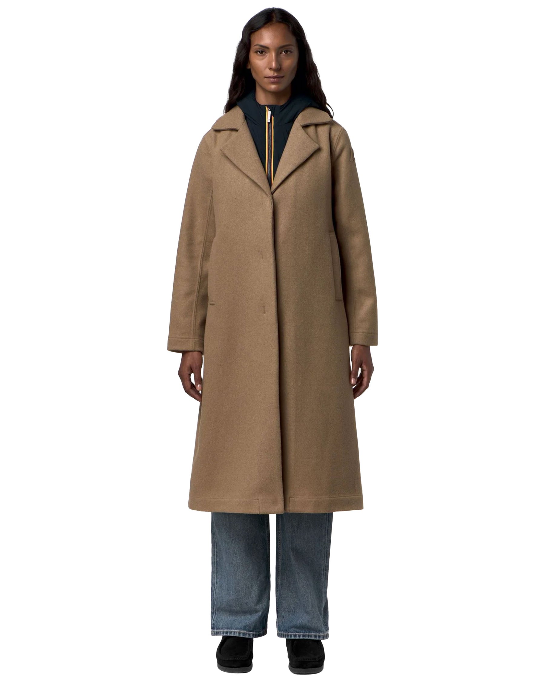 Cappotto Lana Donna K-Way Wool Nylon Beige