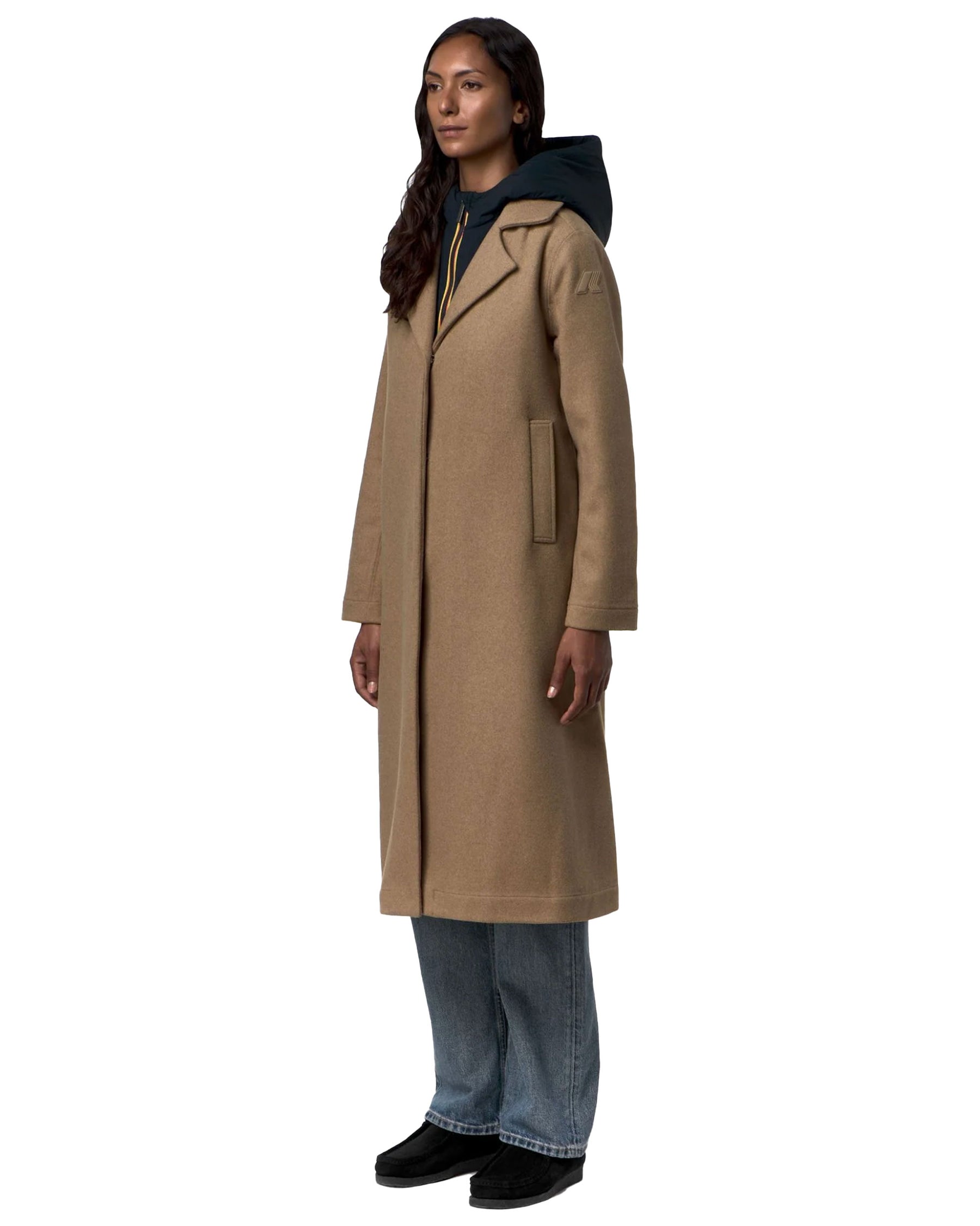 Cappotto Lana Donna K-Way Wool Nylon Beige