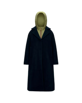 Cappotto Lana Donna K-Way Wool Nylon Blu