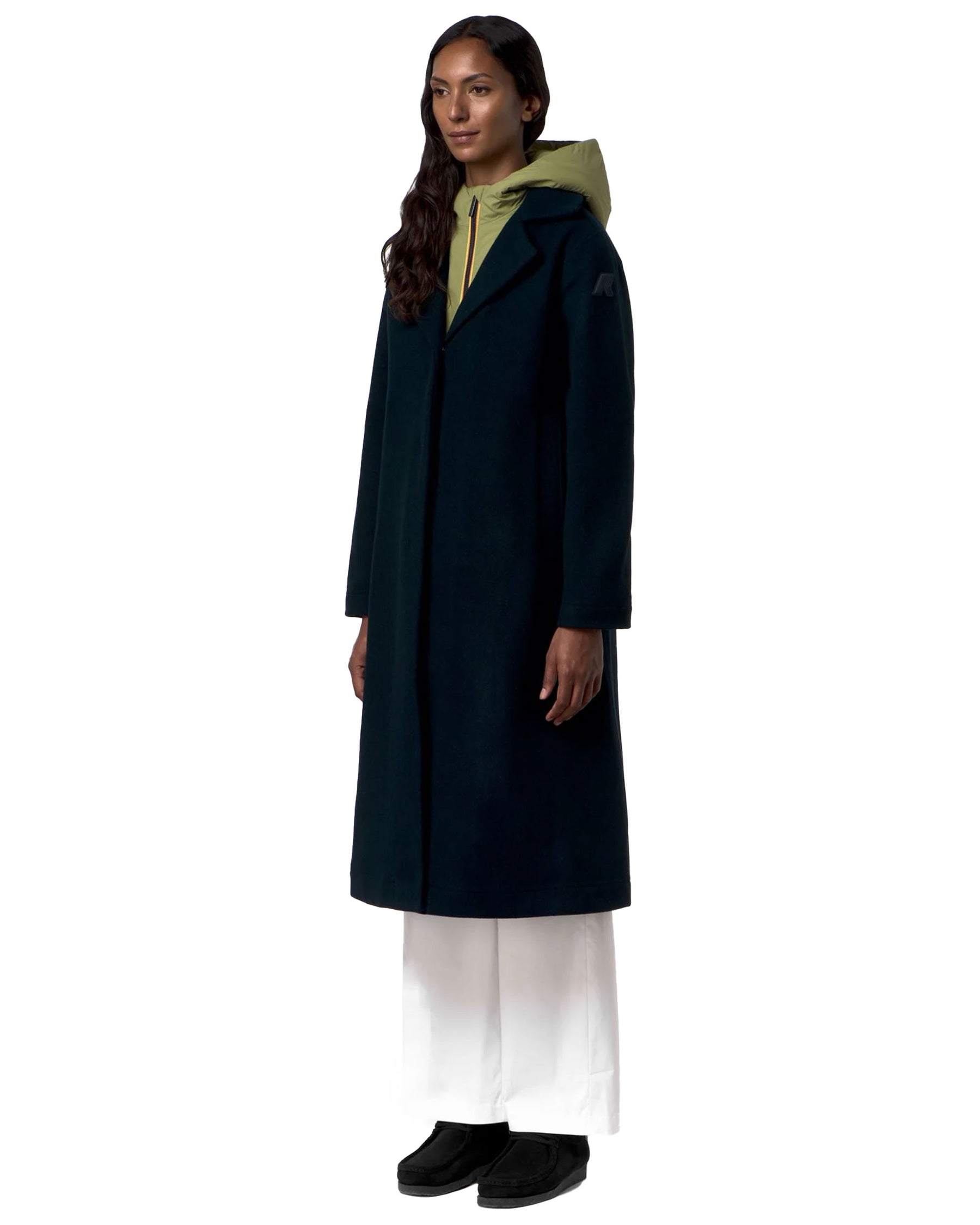 Cappotto Lana Donna K-Way Wool Nylon Blu