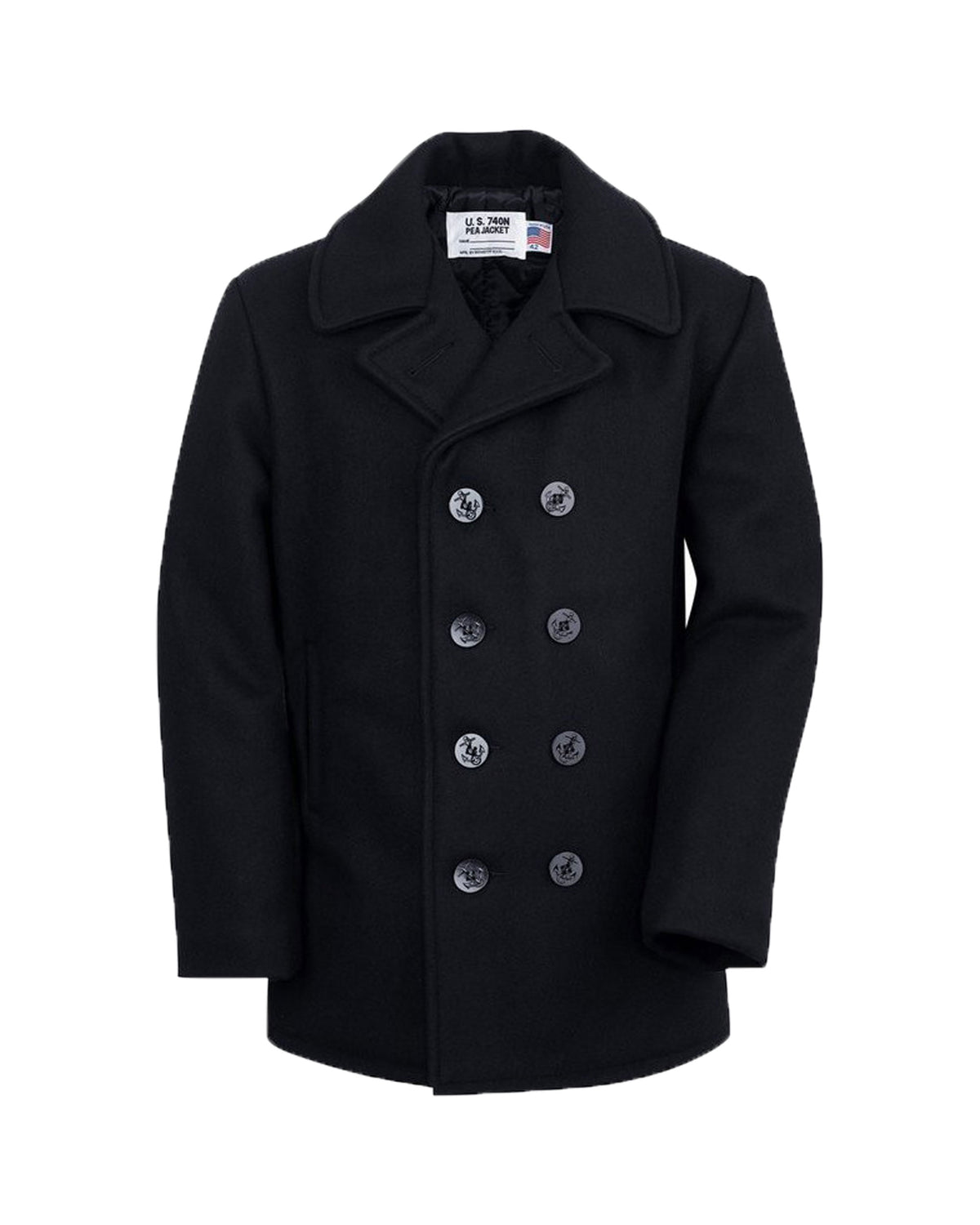 Cappotto Schott NYC Classic Melton Wool Navy Pea Coat