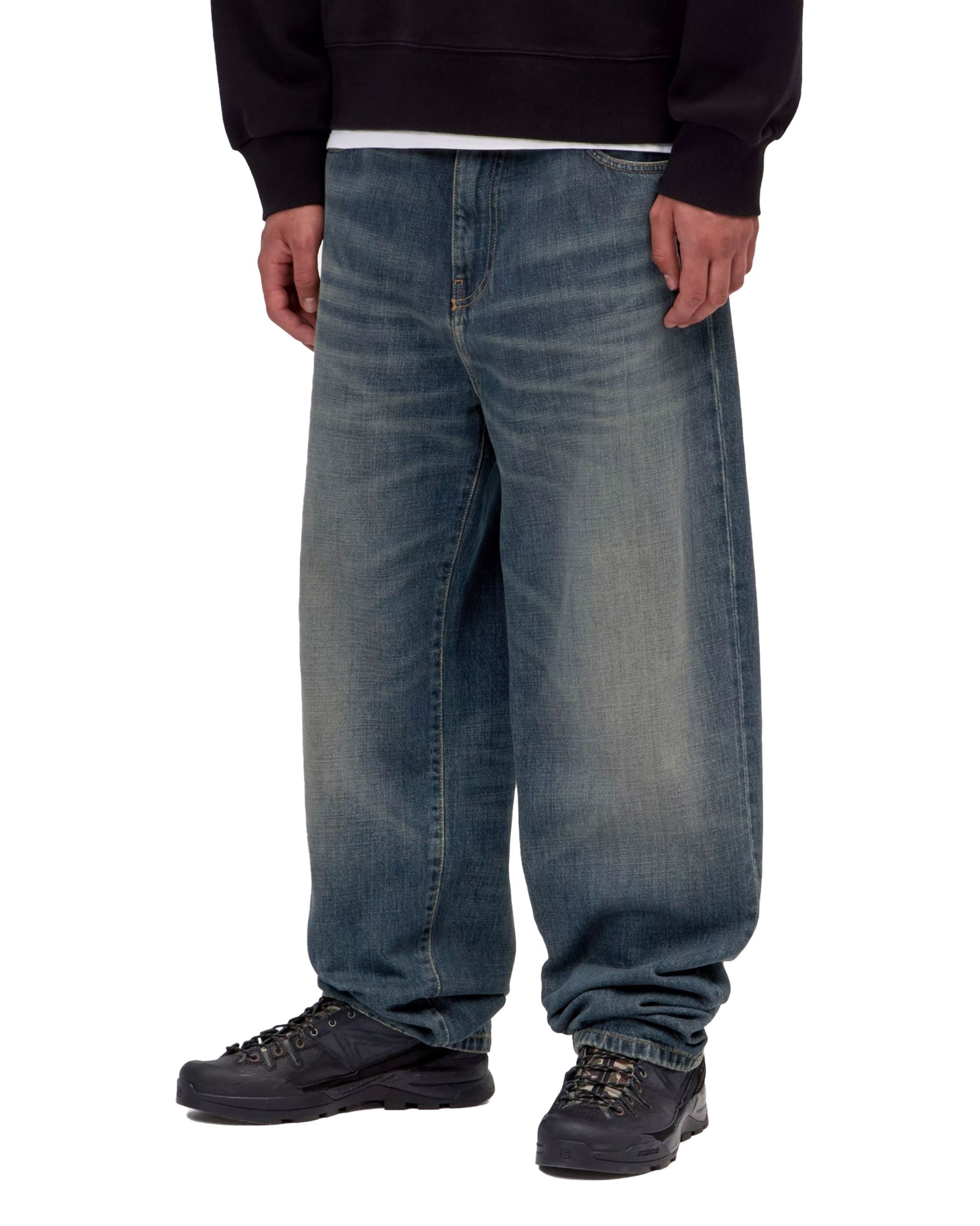 Carhartt Wip Aaron Pant 'Camano' Denim Blue mid worn used