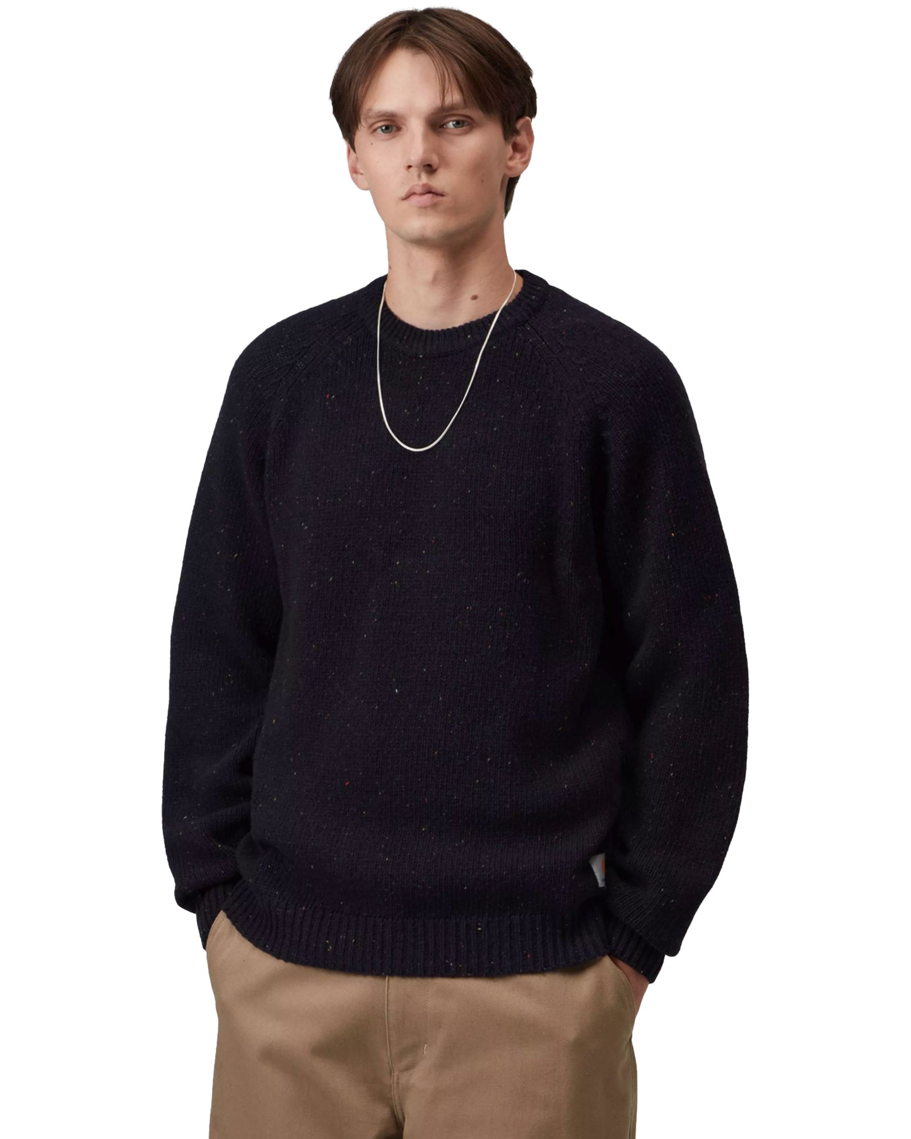 Carhartt Wip Anglistic Sweater Speckled Dark Navy