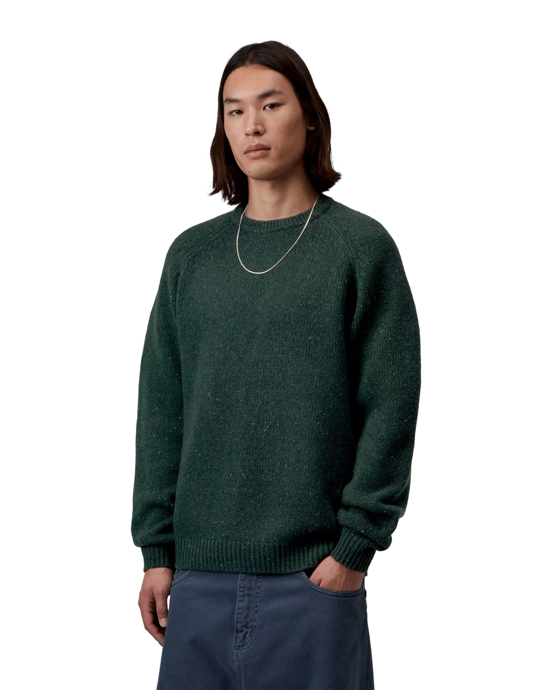 Carhartt Wip Anglistic Sweater Speckled Dark Scarab