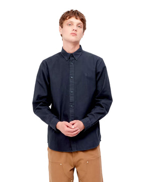 Camicia Uomo Bolton Shirt Blu Scuro garment dyed
