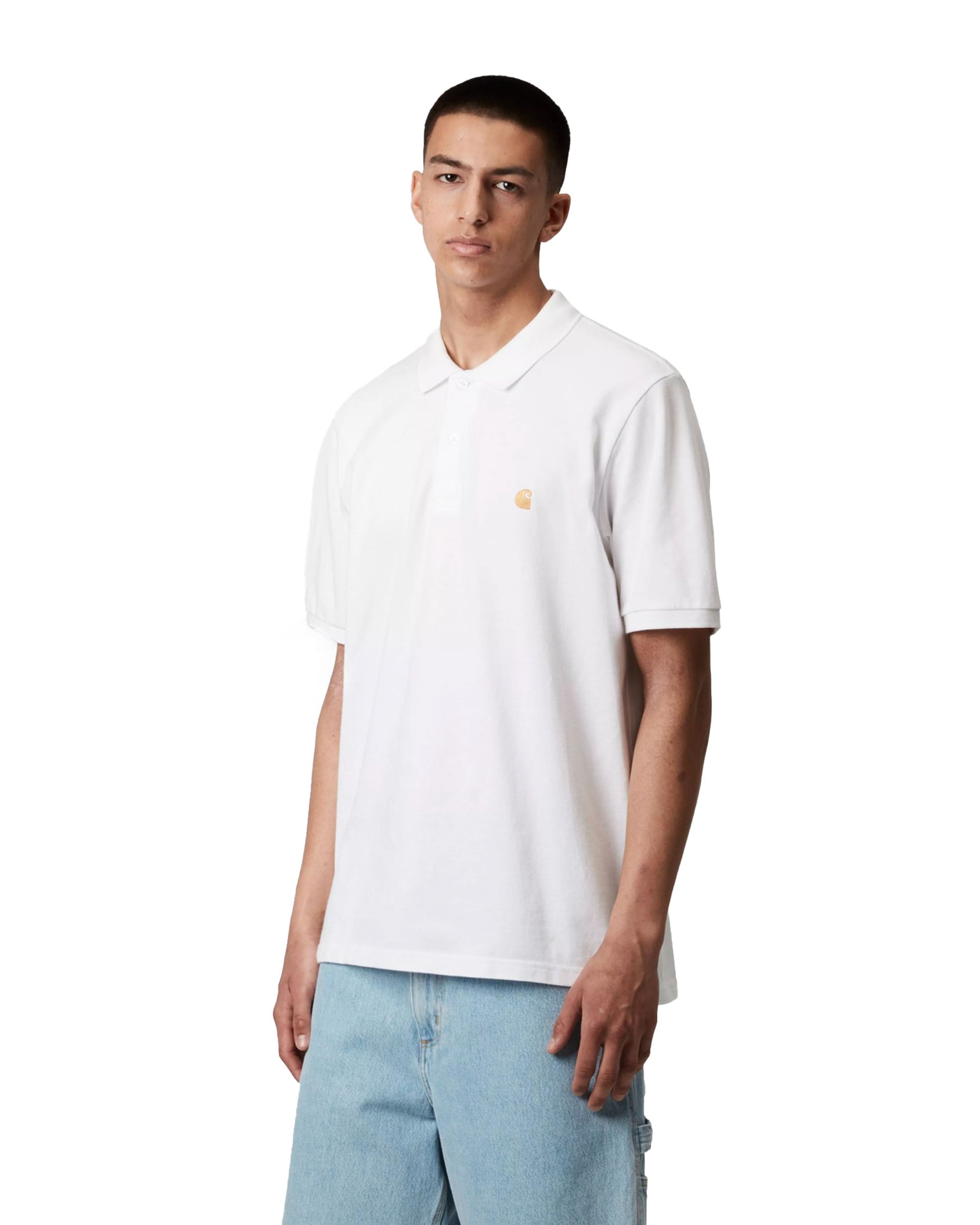 Carhartt Wip Chase Pique Polo Bianco Oro