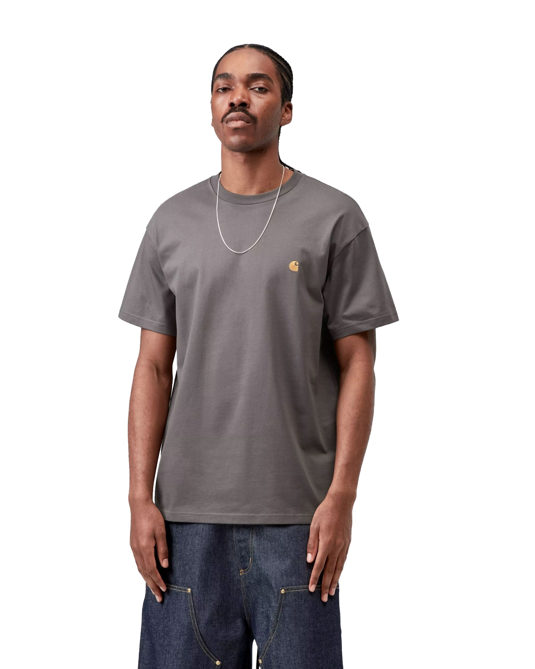 Carhartt Wip Chase Tee Grigio Scuro Oro