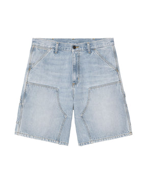 Bermuda Men's Double Knee Short Blue Heavy Worn Bleached