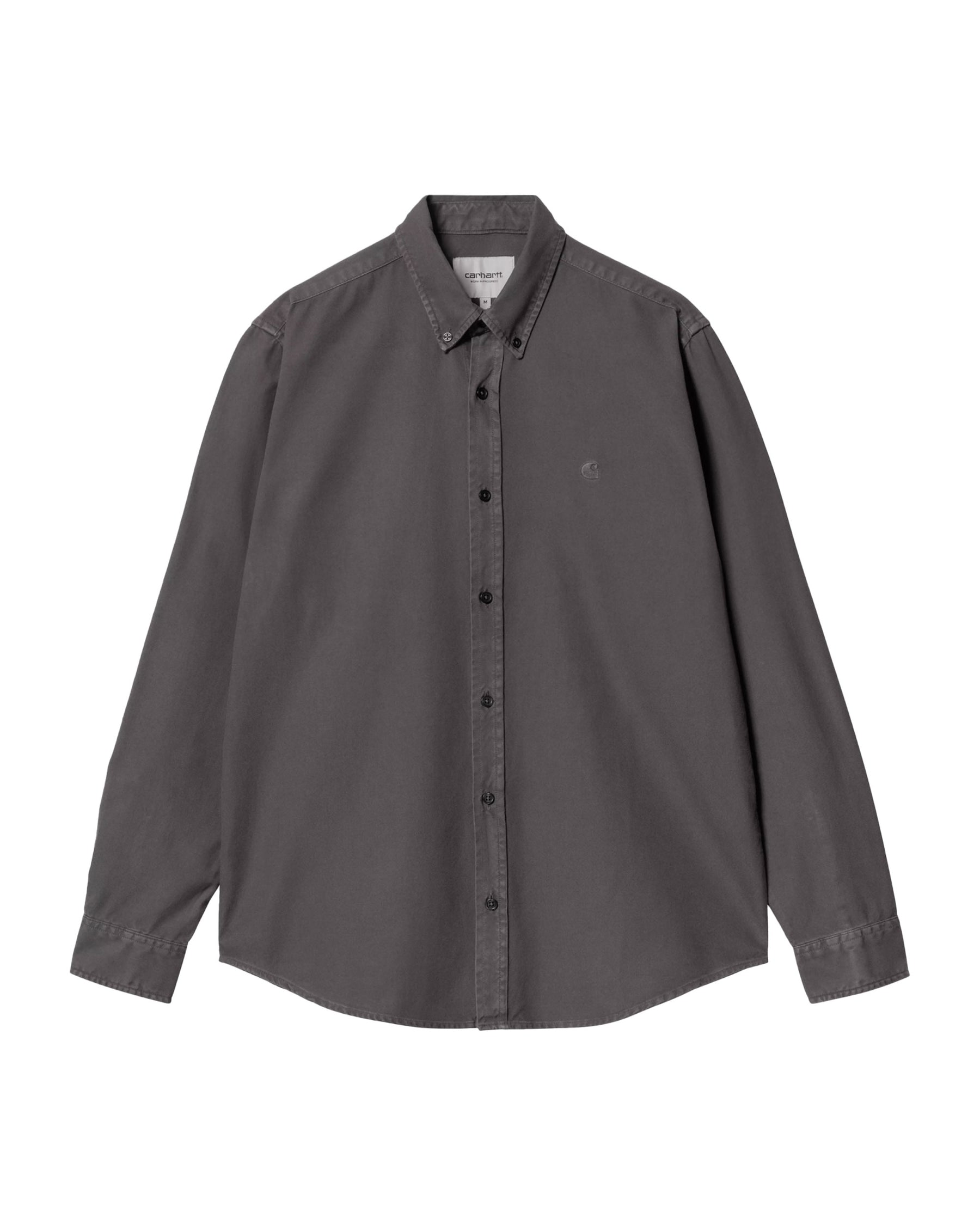 Carhartt Wip L-S Bolton Shirt Graphite Garment Dyed