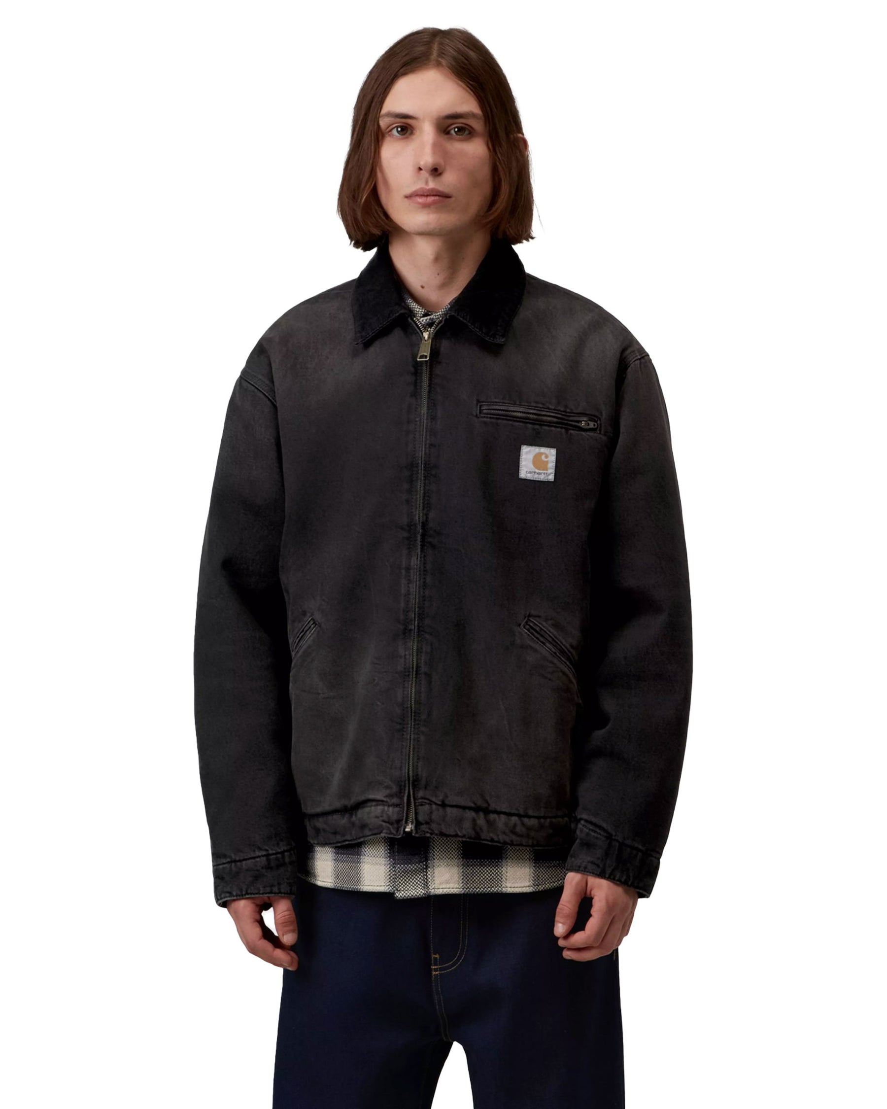 Carhartt Wip OG Detroit Jacket Black-Black tobacco used wash