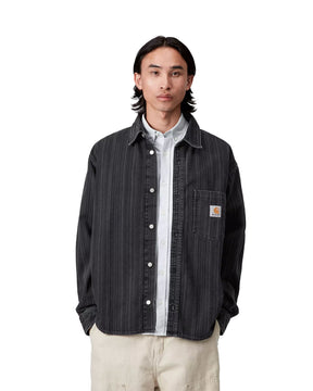 Carhartt Wip Rylan Shirt Jacket Rylan Stripe-Black stone washed