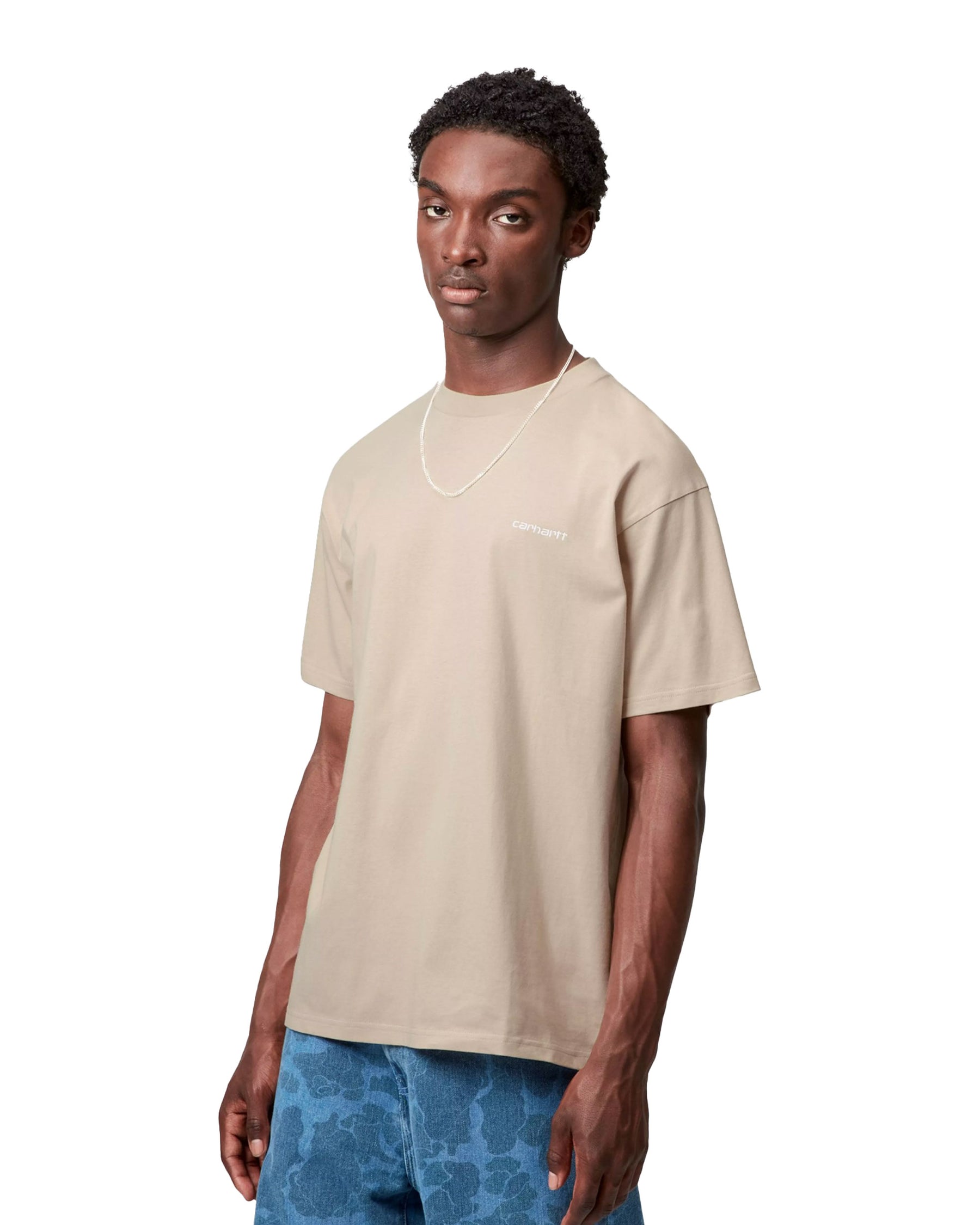 Carhartt Wip Script Embroidery T-Shirt Fleur de Sel-White