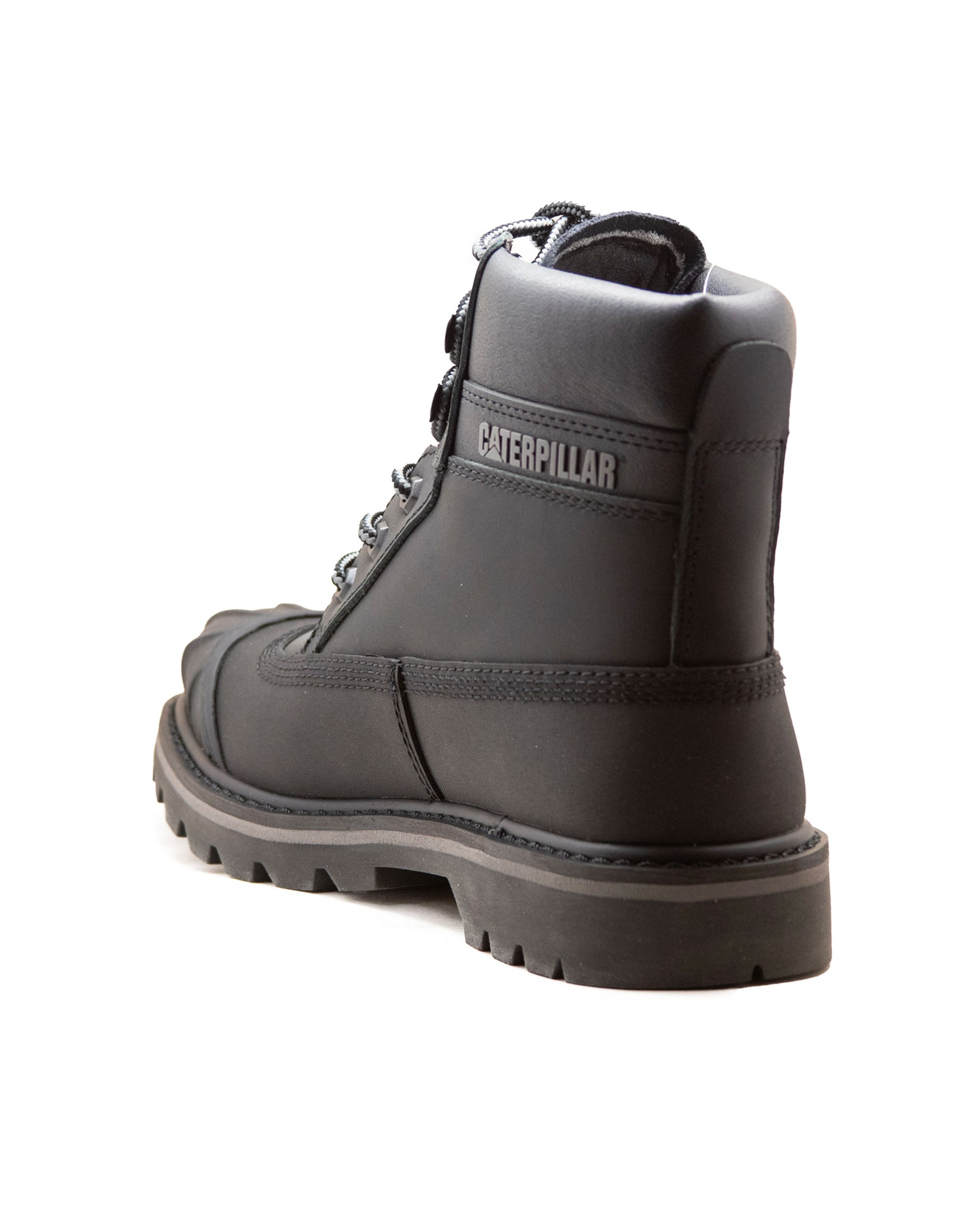 Caterpillar Stivali Uomo Allerton In Pelle Larghi - Black, Suola Gomma E Fodera Traspirante