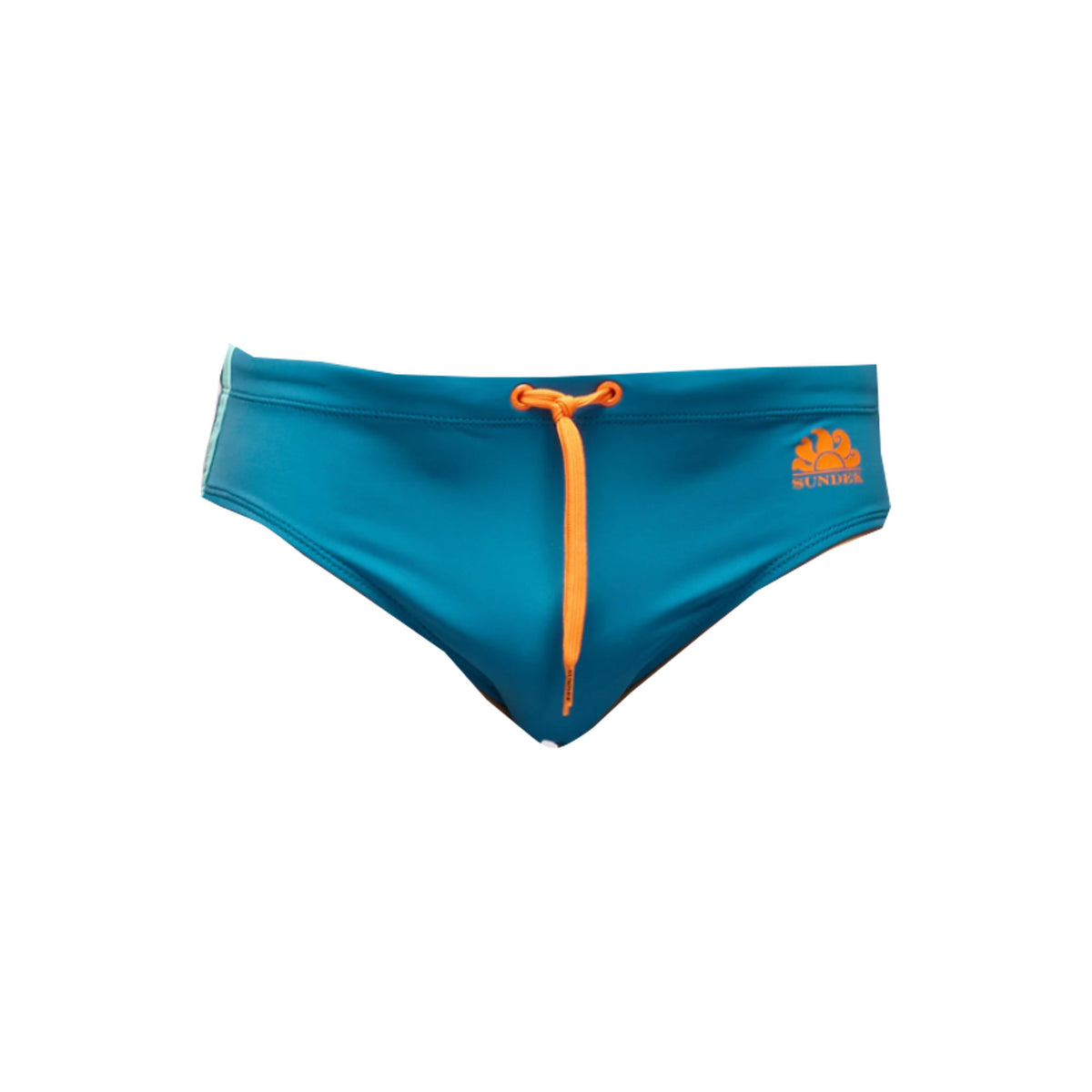Sundek Herren-Badeslip M279SSL3000 – Marineblau Mit Neonorangen Akzenten, Verstellbare Taille, Größe L (50)