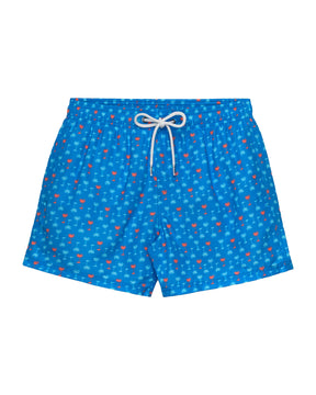 Costume Uomo Sundek Boxer Fantasia Palme Azzurro