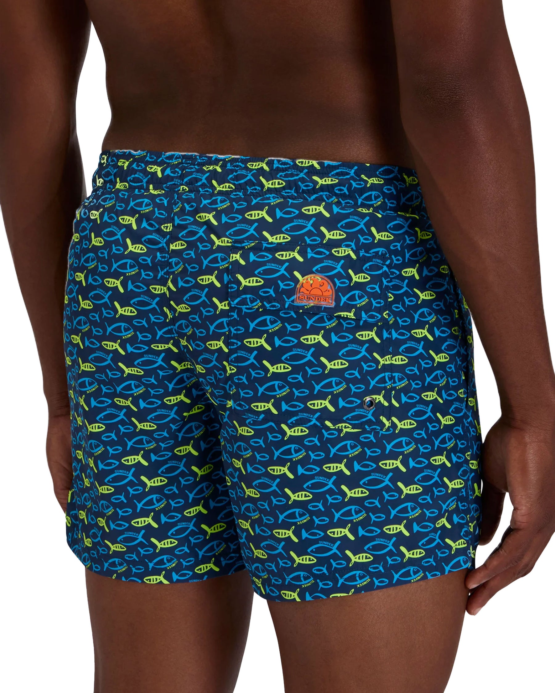 Sundek Men's Swimsuit Boxer with Blue Fish Print