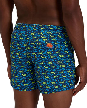 Sundek Men's Swimsuit Boxer with Blue Fish Print