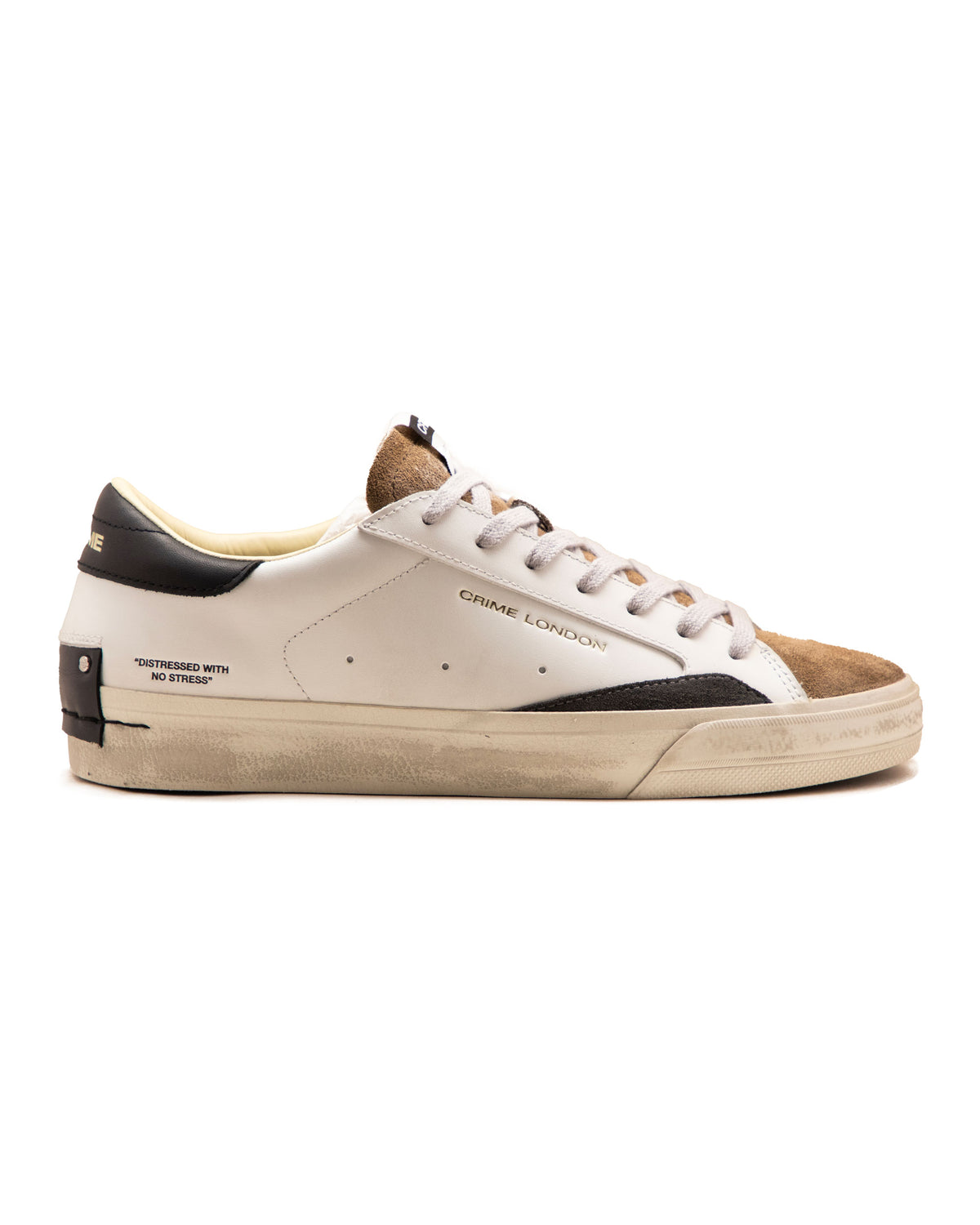 Crime London Distressed 2.0 Bianco-Marrone