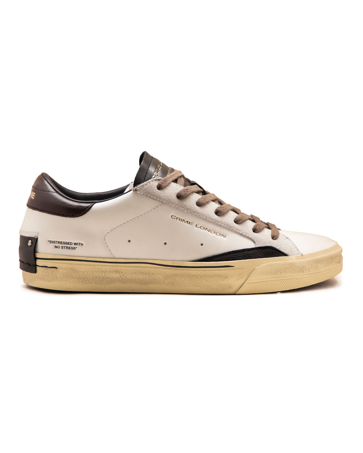 Crime London Distressed 2.0 Bianco-Marrone