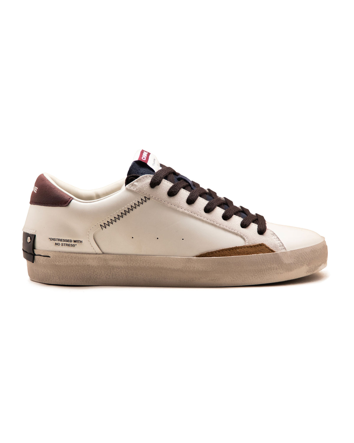 Crime London Distressed Bianco-Bordeaux-Marrone