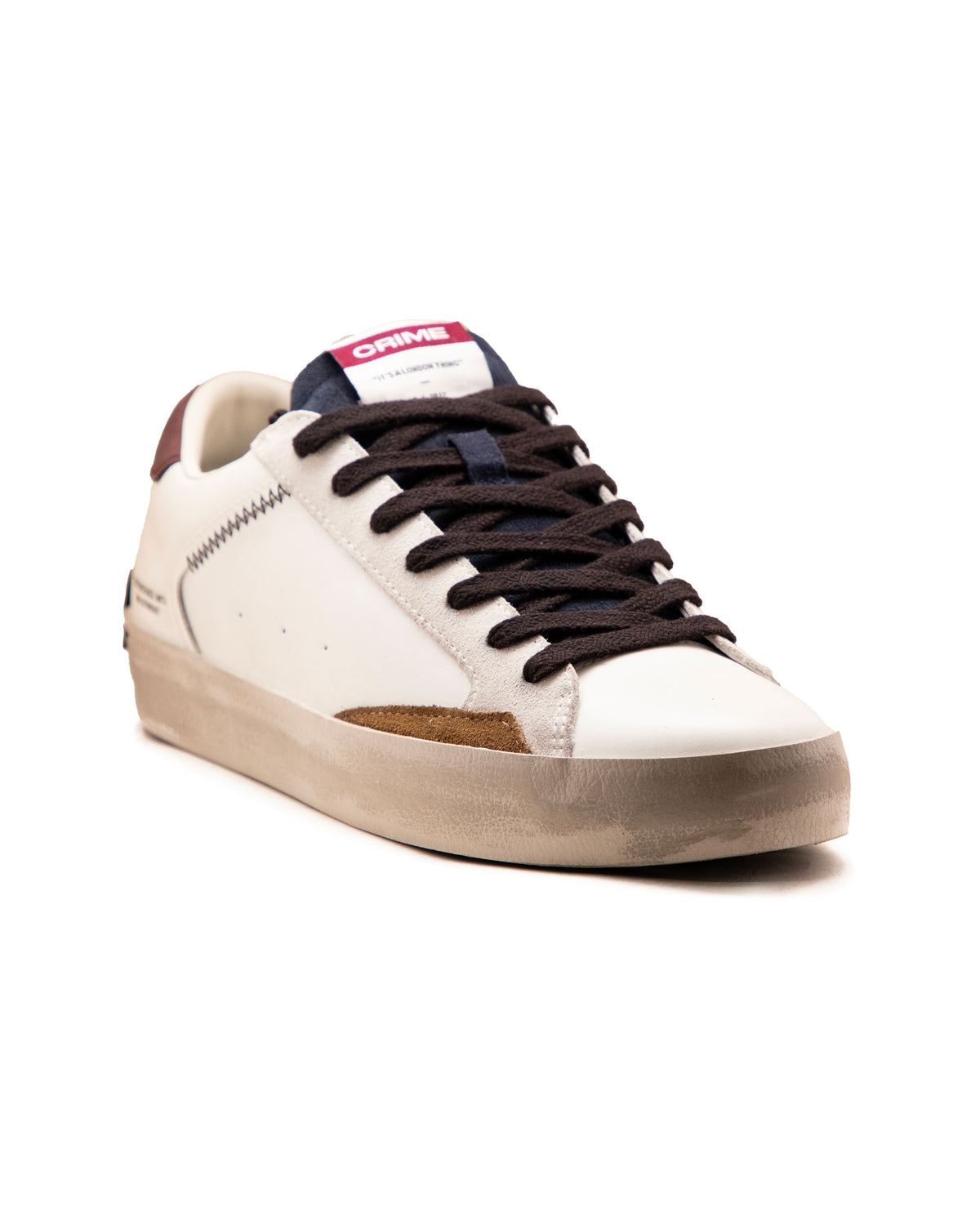 Crime London Distressed Bianco-Bordeaux-Marrone