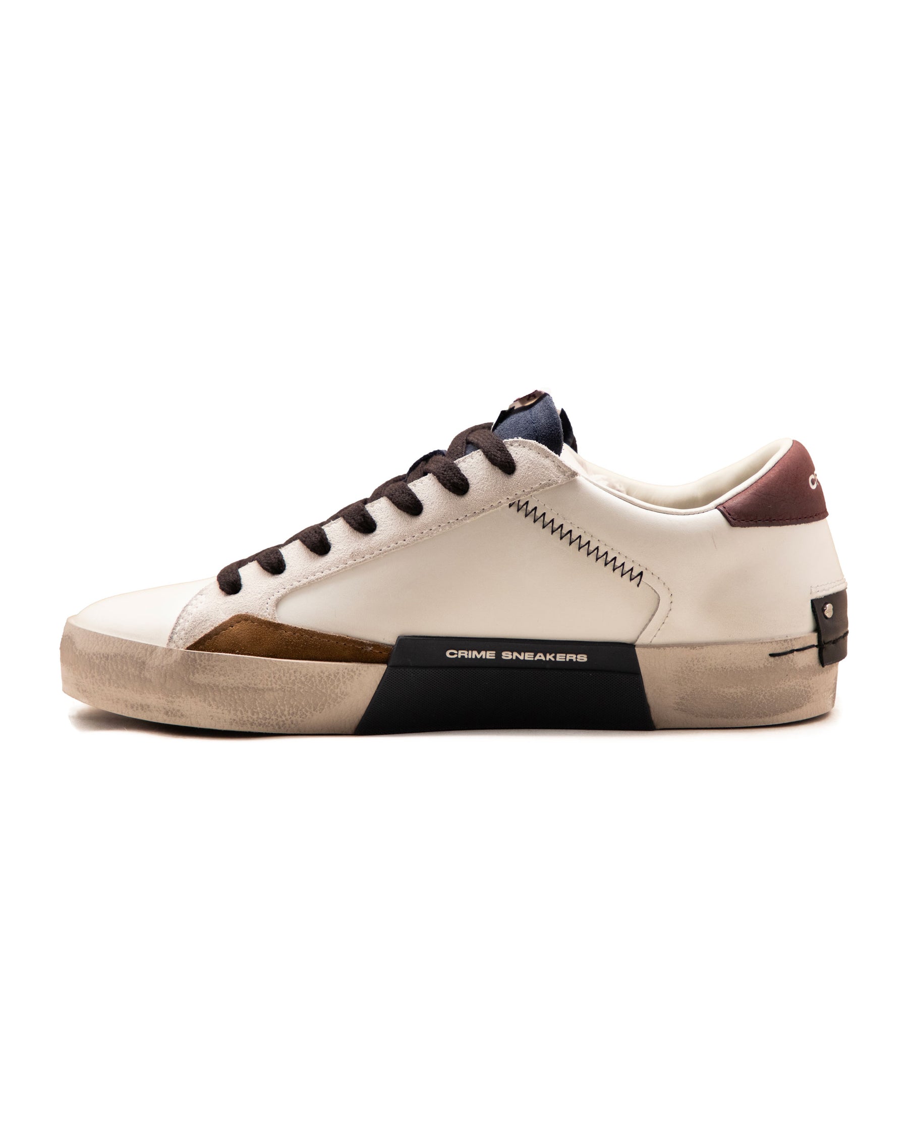 Crime London Distressed Bianco-Bordeaux-Marrone