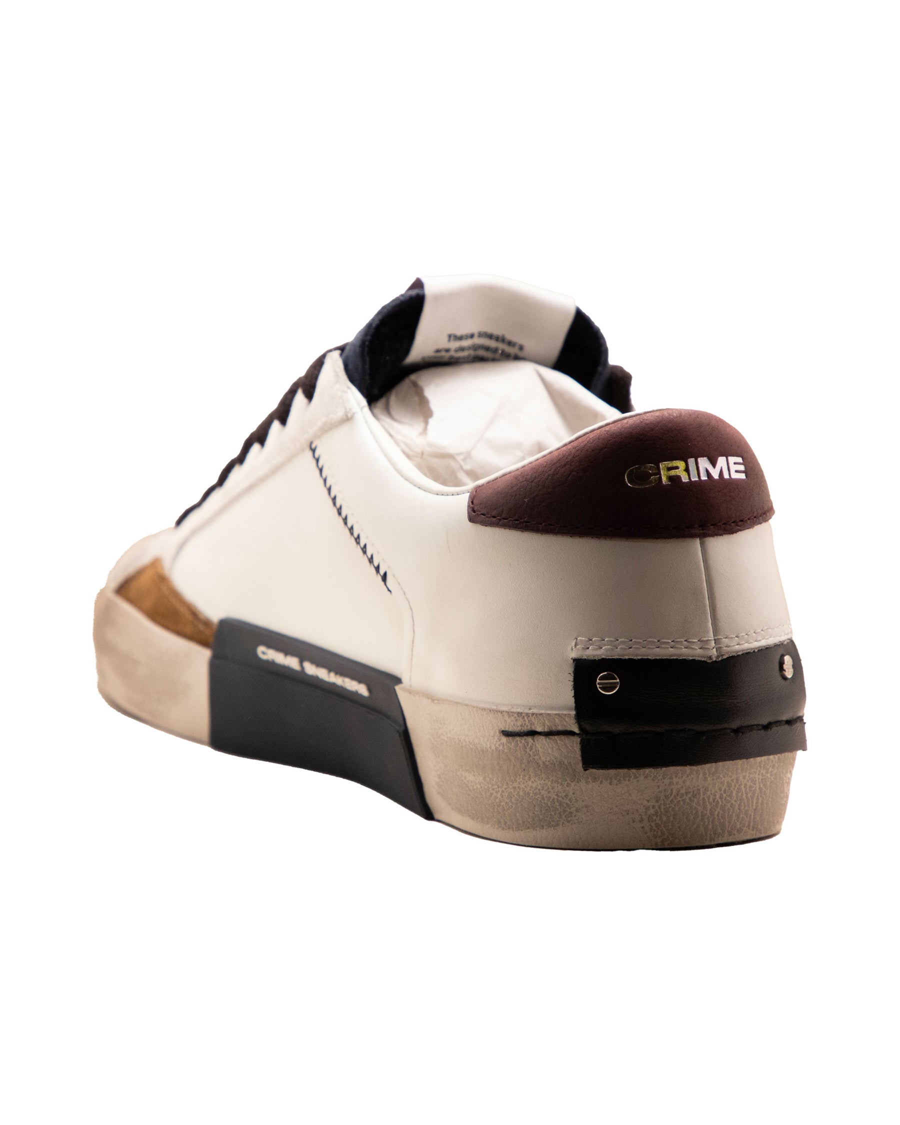 Crime London Distressed Bianco-Bordeaux-Marrone