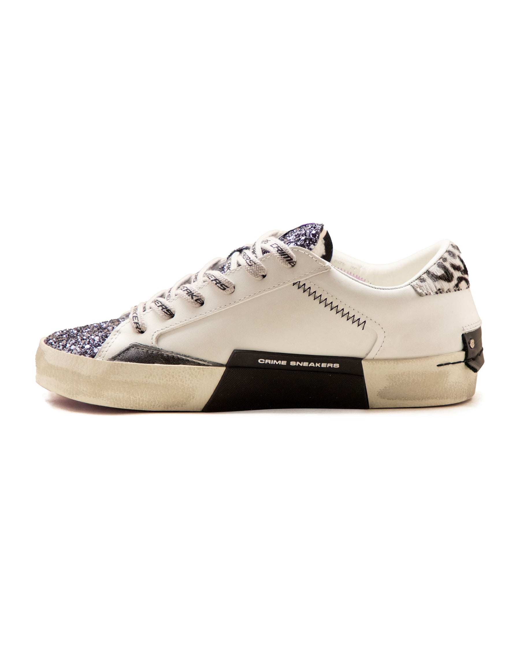 Crime London Distressed White-Glitter