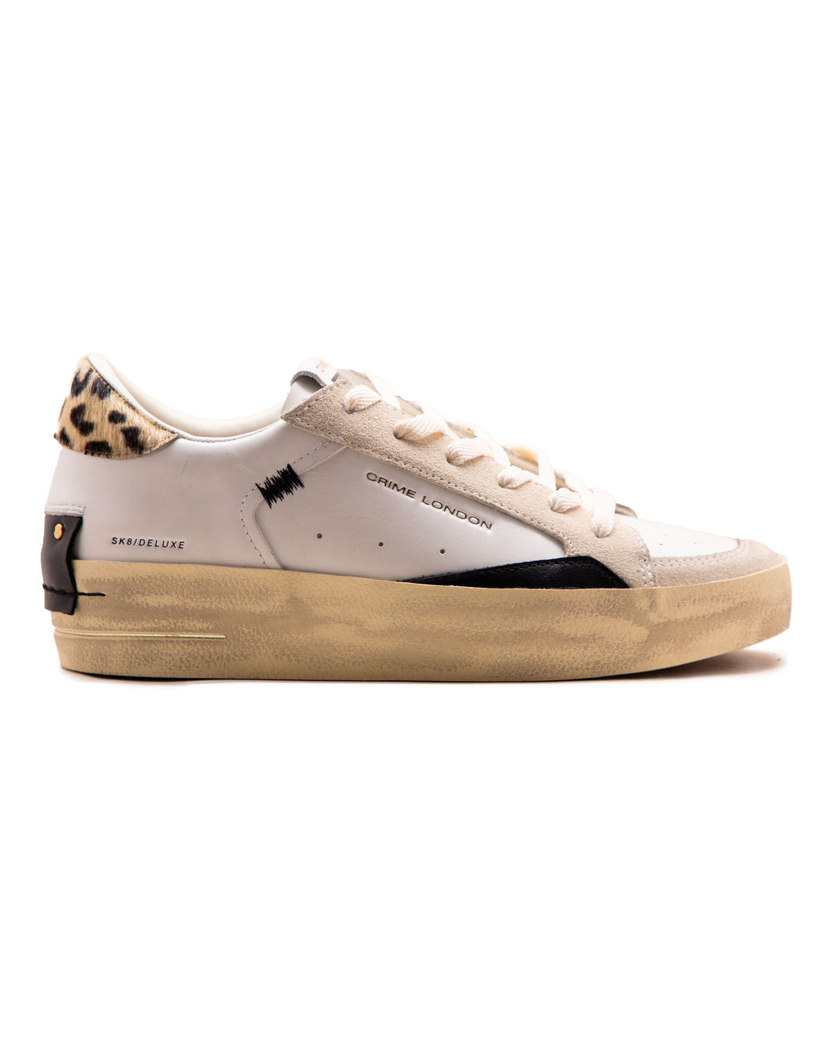 Crime London SK8 Deluxe Wedge White-Leopard