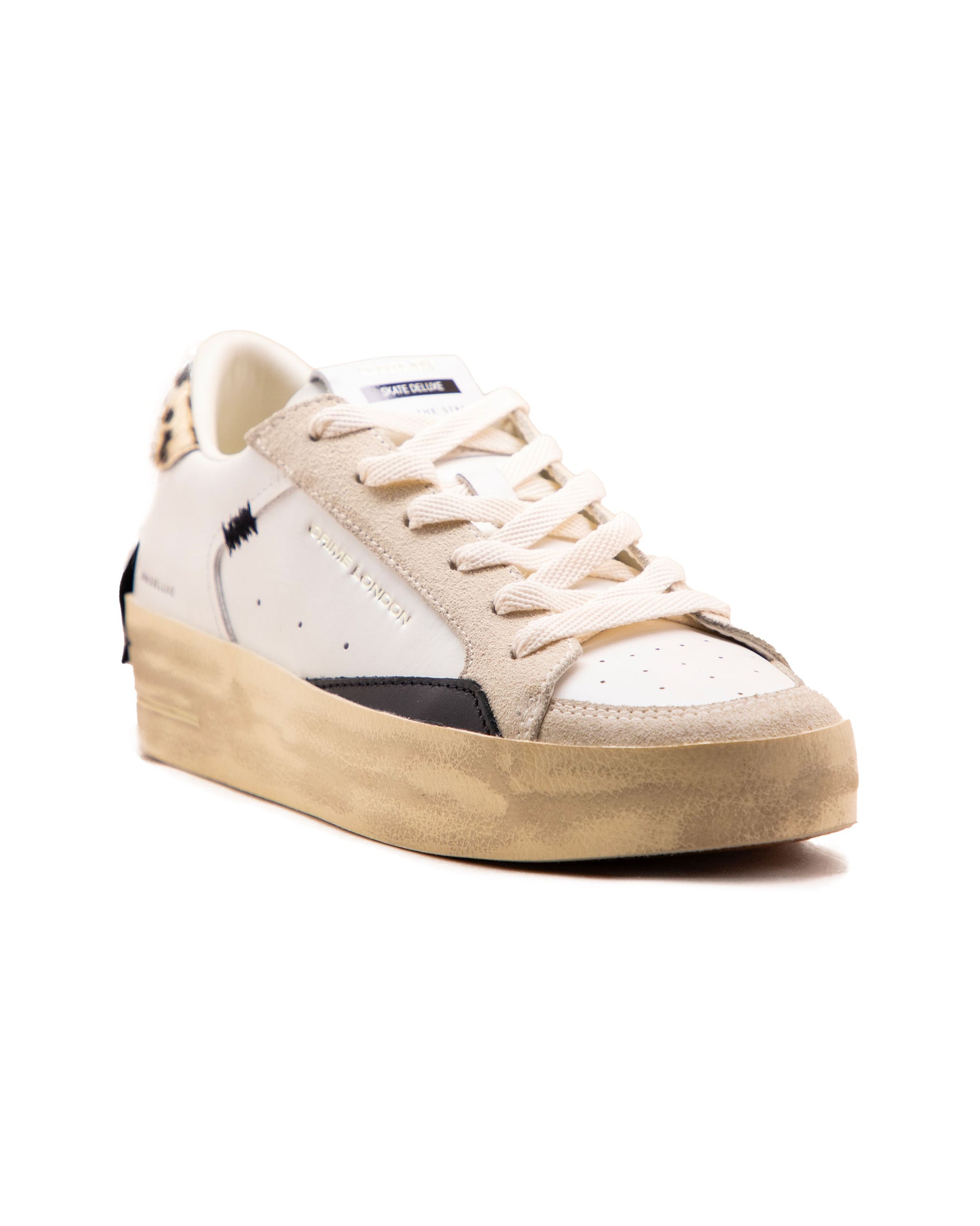 Crime London SK8 Deluxe Wedge White-Leopard