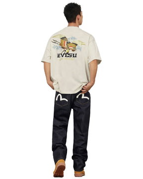 Denim Uomo Evisu Seagull Print Pockets Regular Fit Jeans #2020 Raw Indigo