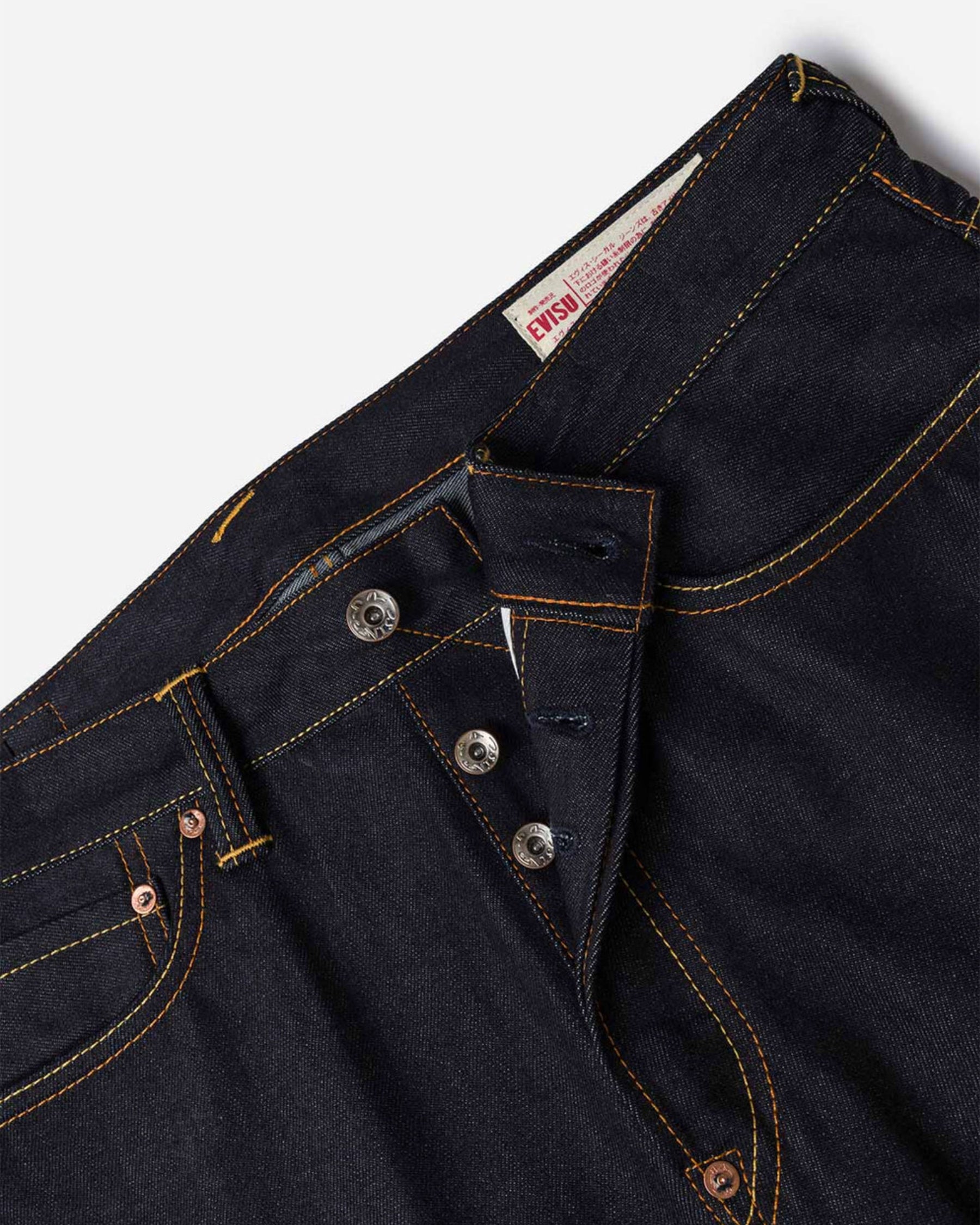 Denim Uomo Evisu Seagull Print Pockets Regular Fit Jeans #2020 Raw Indigo