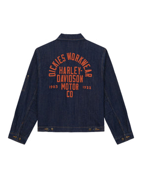 Dickies X Harley Davidson Boxy Denim Jacket Rinsed Indigo Blue