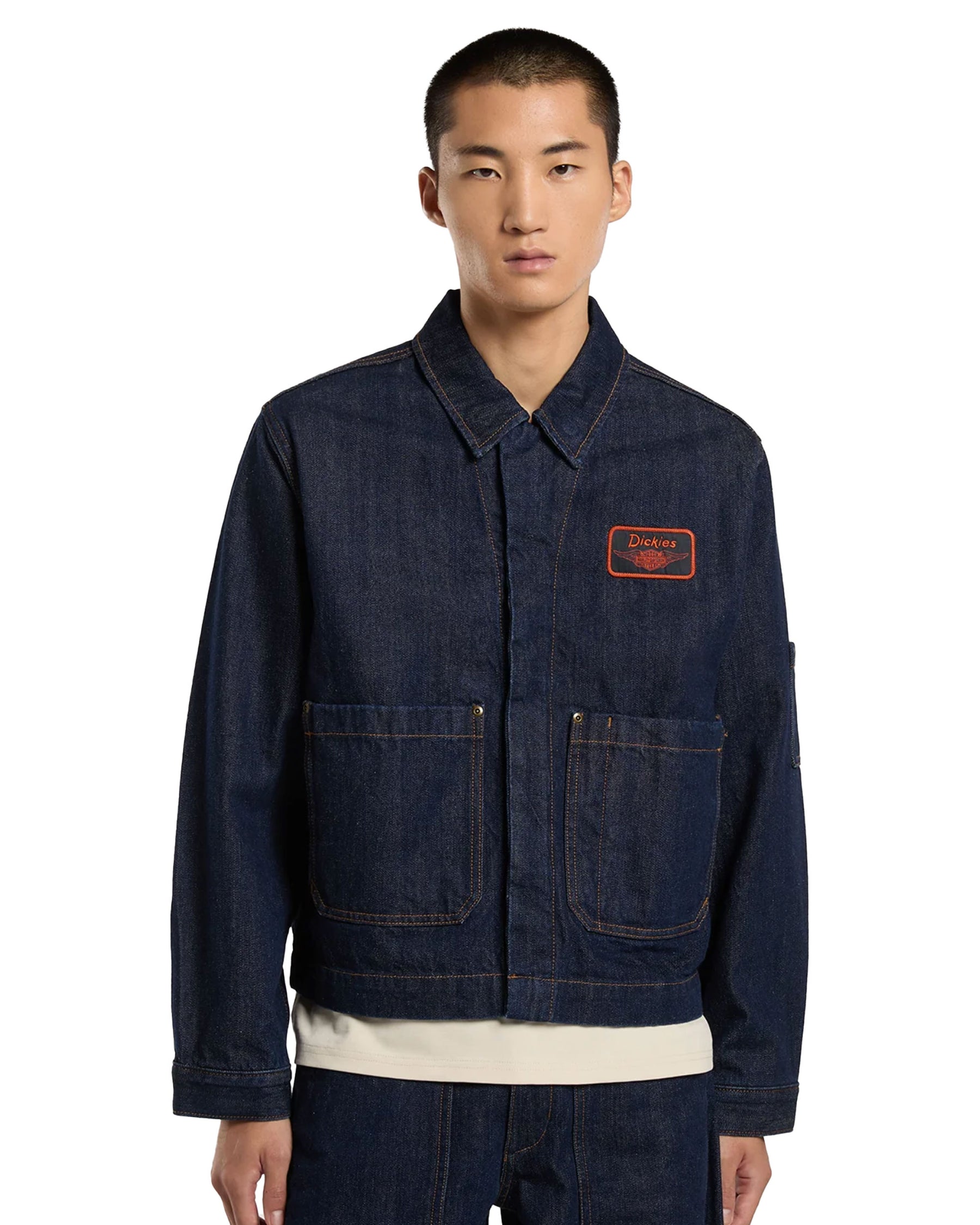 Dickies X Harley Davidson Boxy Denim Jacket Rinsed Indigo Blue