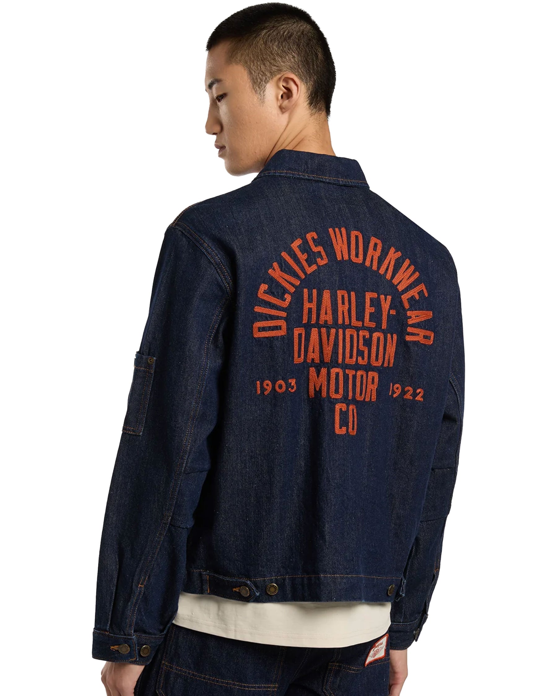 Dickies X Harley Davidson Boxy Denim Jacket Rinsed Indigo Blue