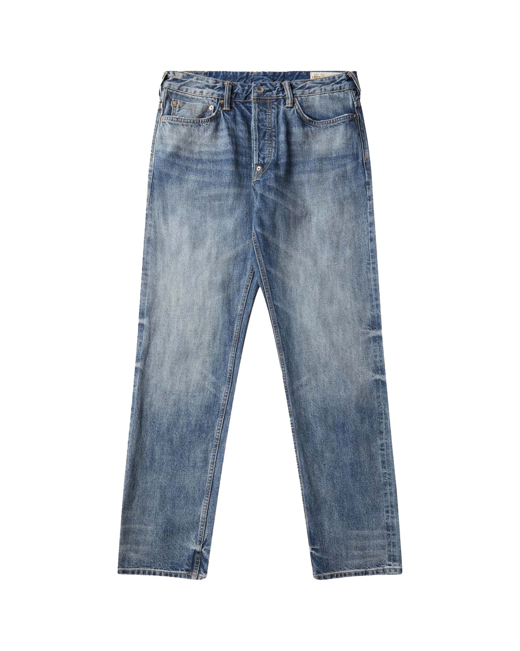 Evisu Multi Pocket Patched Daicock Jeans Mid Tone Indigo