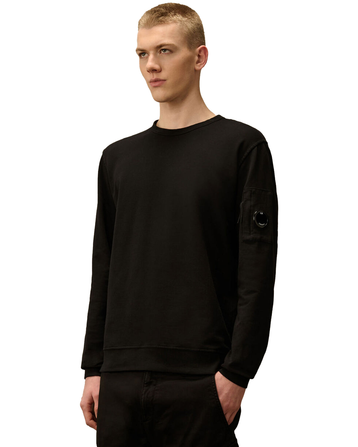 Felpa Uomo CP Company Light Fleece Crew Neck Sweatshirt Black