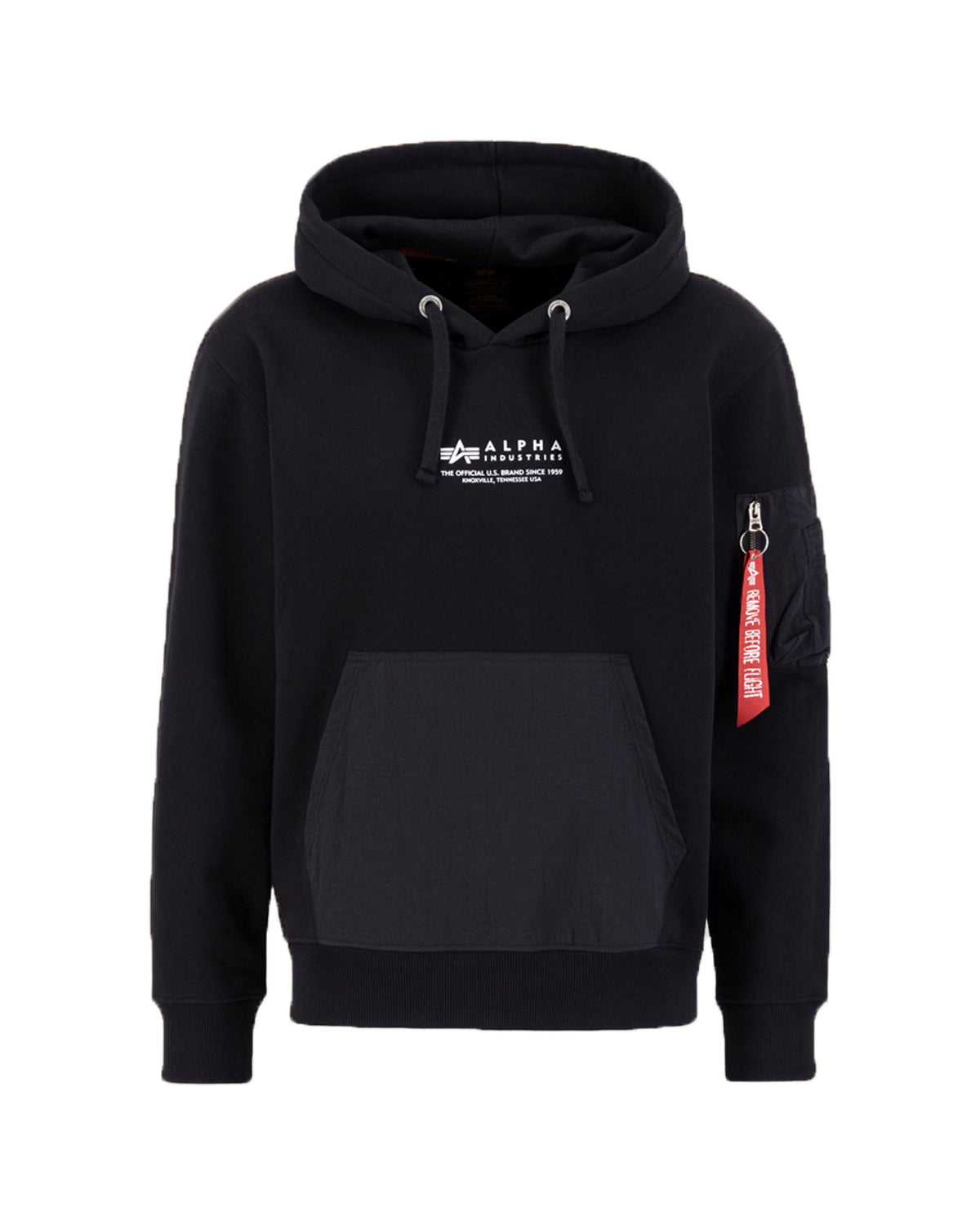 Man Sweatshirt Alpha Industries Nylon Pocket Hoody Black