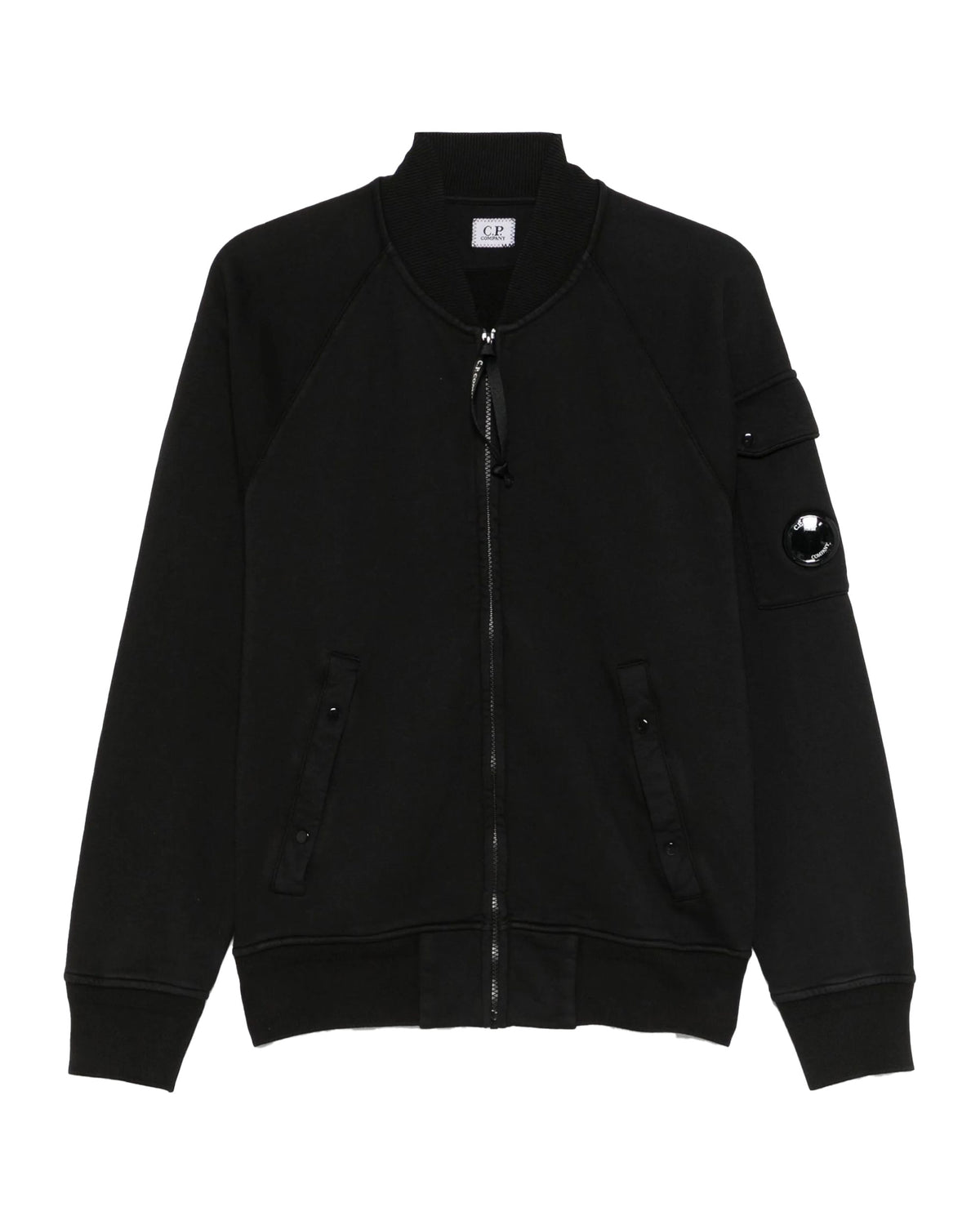 Felpa CP Company Cotton Diagonal Fleece Full Zip Sweatshirt Nero