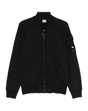 Felpa CP Company Cotton Diagonal Fleece Full Zip Sweatshirt Nero