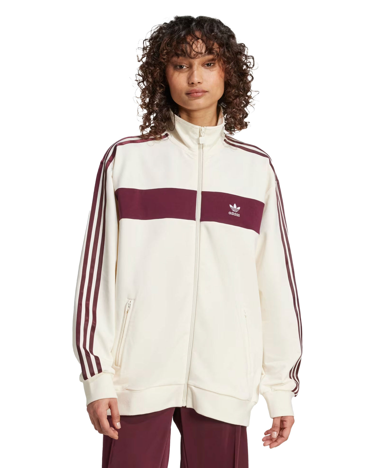 Felpa Donna Adidas Blocked Tt Crewht-Maroon