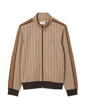 Felpa Lacoste Full Zip Monogramma Beige